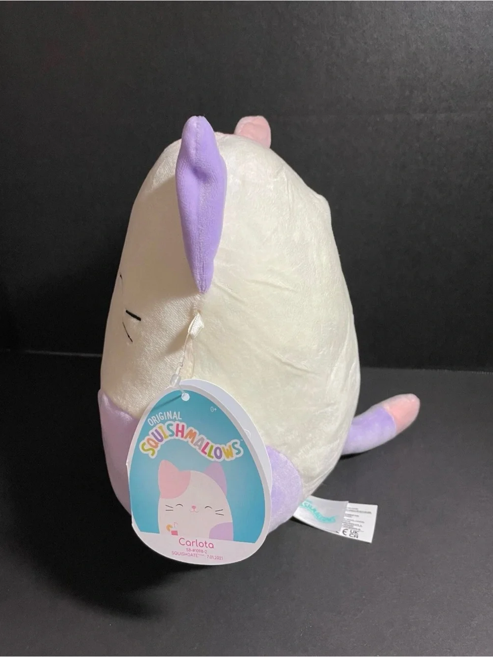 Squishmallows Cream Cat Plush with Pink & Purple Accents 8”